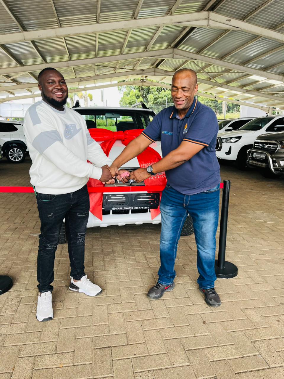 Customer receiving vehicle keys